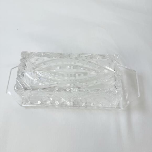 Vintage Glass Patterned Butter Dish - Picture 2 of 8
